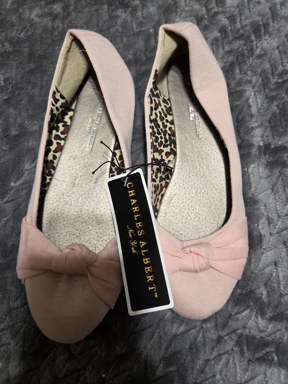 Charles Albert Blush Pink Bow Flats